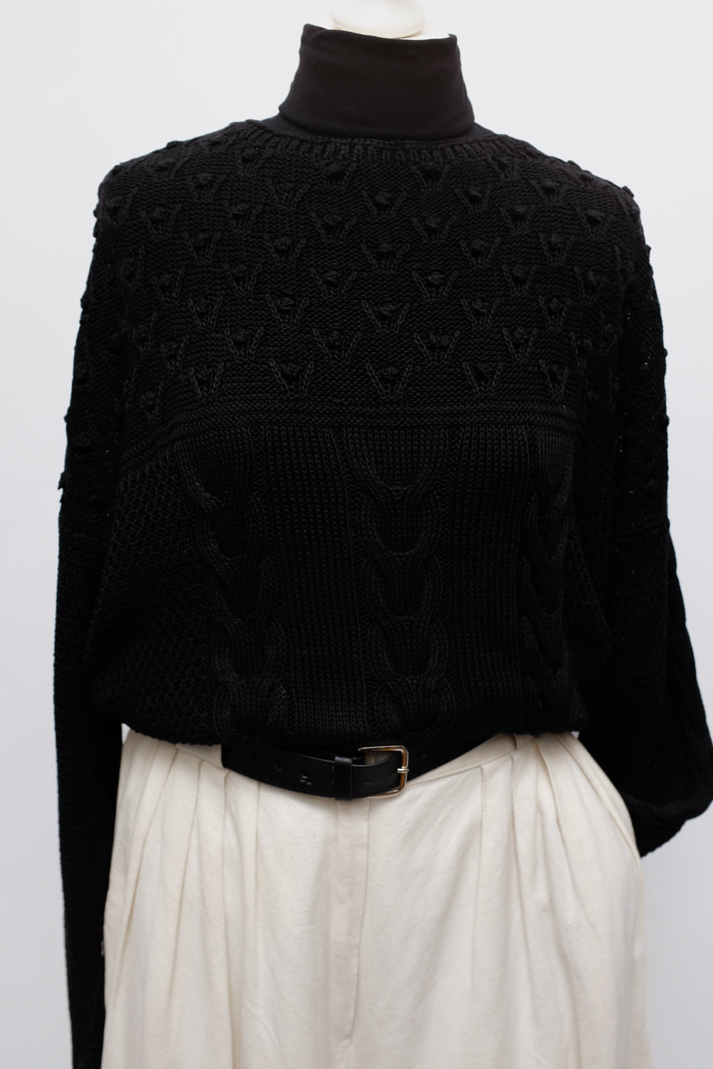 CABLE KNIT PURE SILK COTTON HANDMADE SWEATER