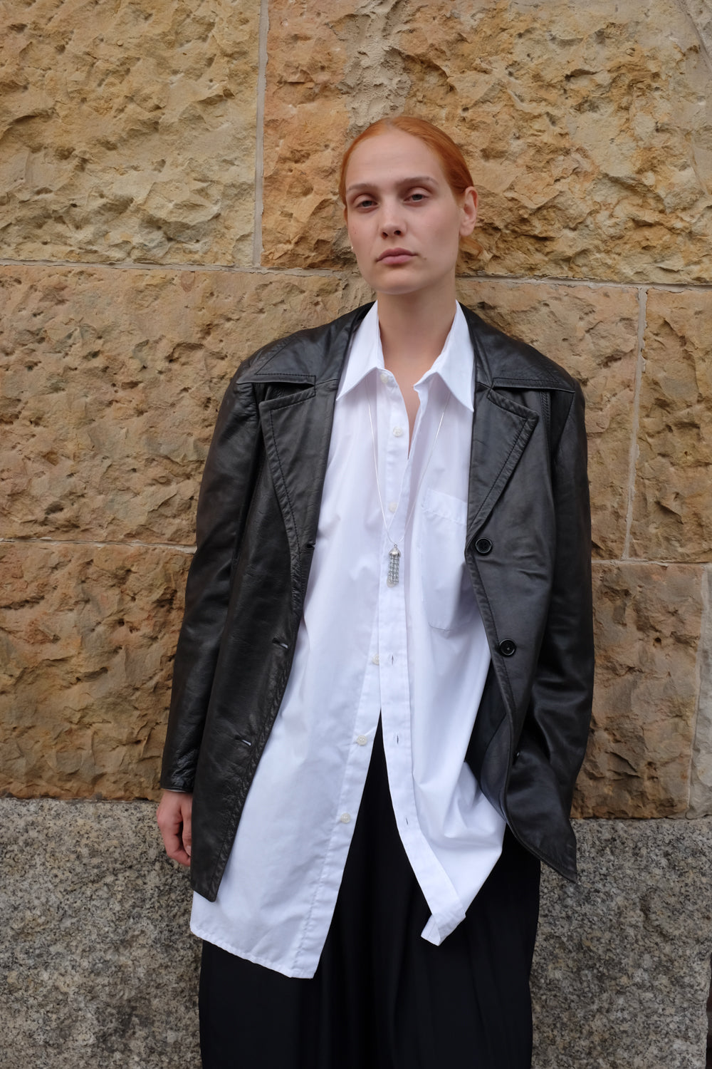 VINTAGE FITTED SOFT LEATHER BLAZER JACKET