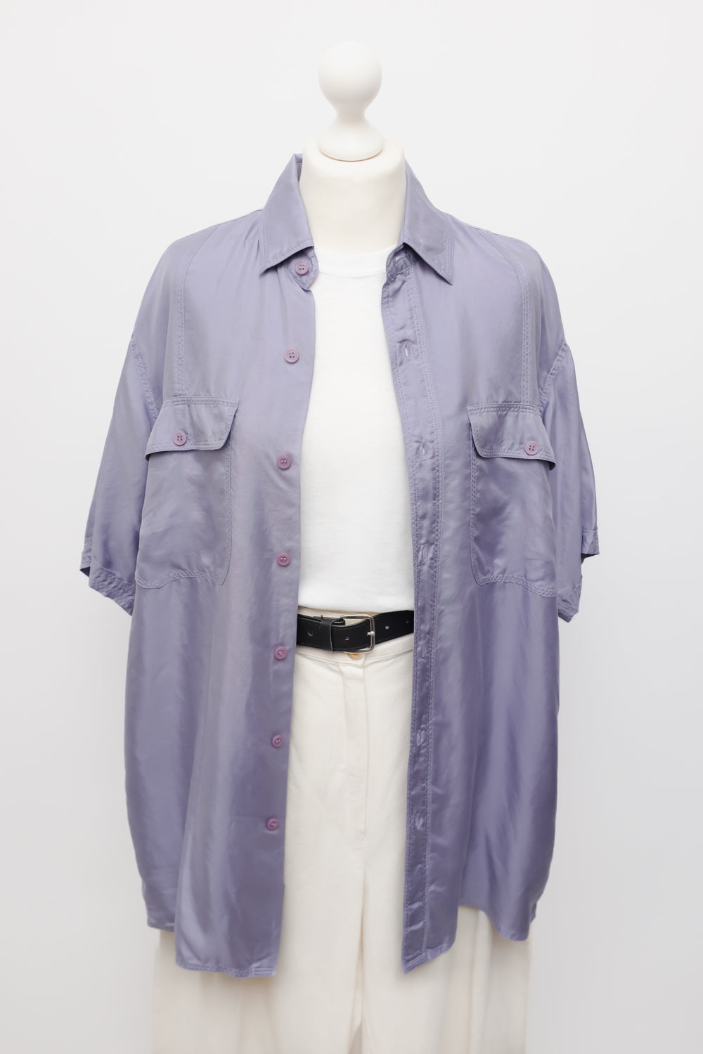 PURE SILK LILAC SHORT ARM SHIRT