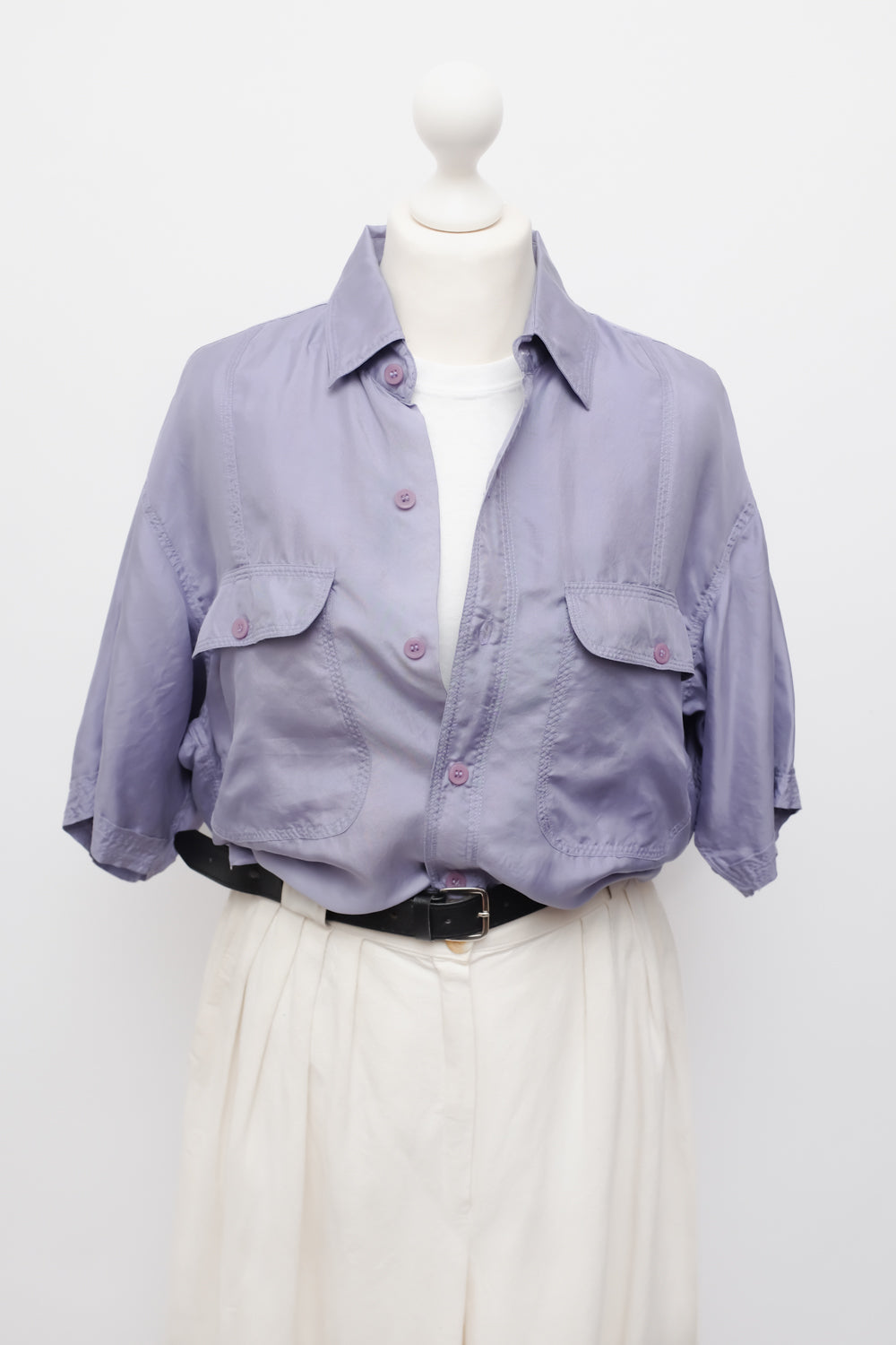 PURE SILK LILAC SHORT ARM SHIRT