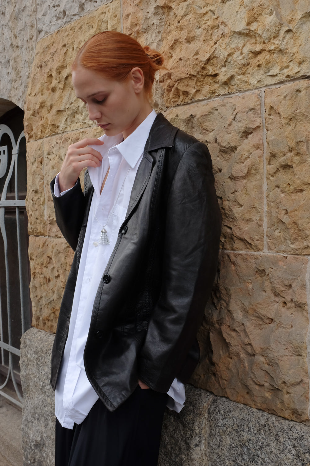 VINTAGE FITTED SOFT LEATHER BLAZER JACKET
