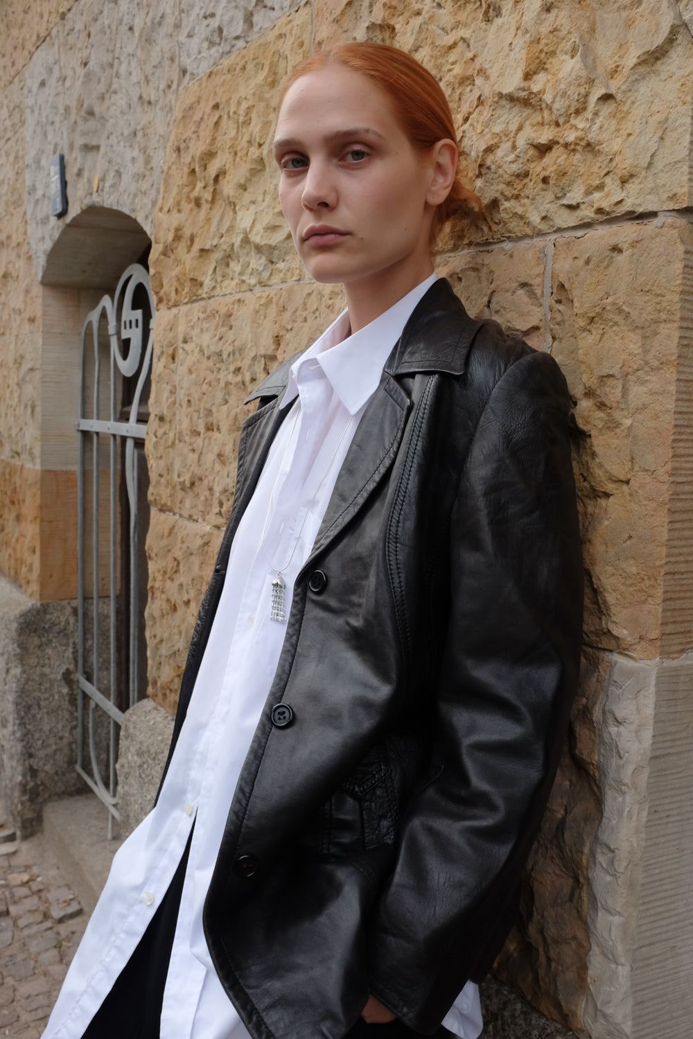 VINTAGE FITTED SOFT LEATHER BLAZER JACKET