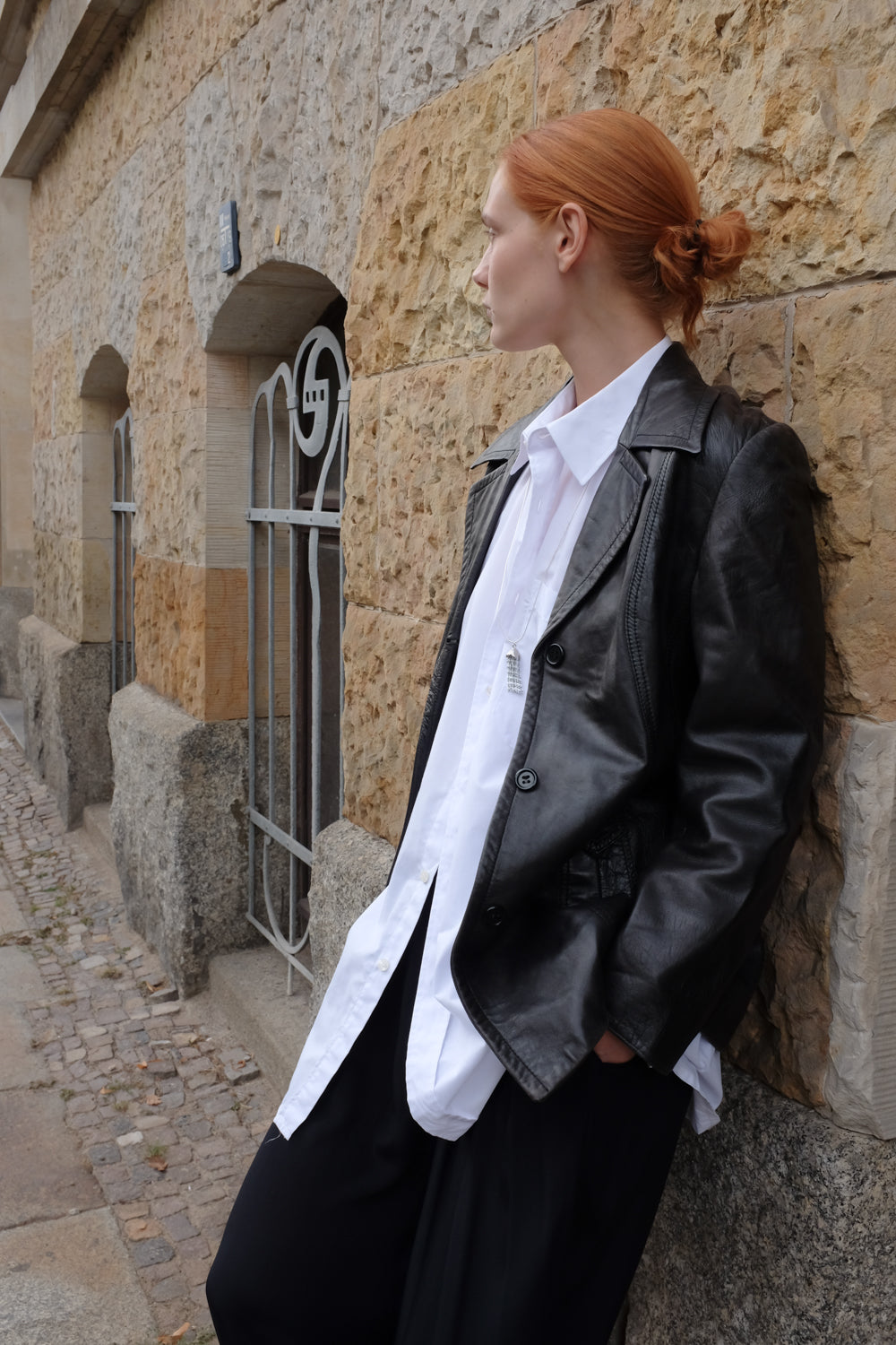 VINTAGE FITTED SOFT LEATHER BLAZER JACKET