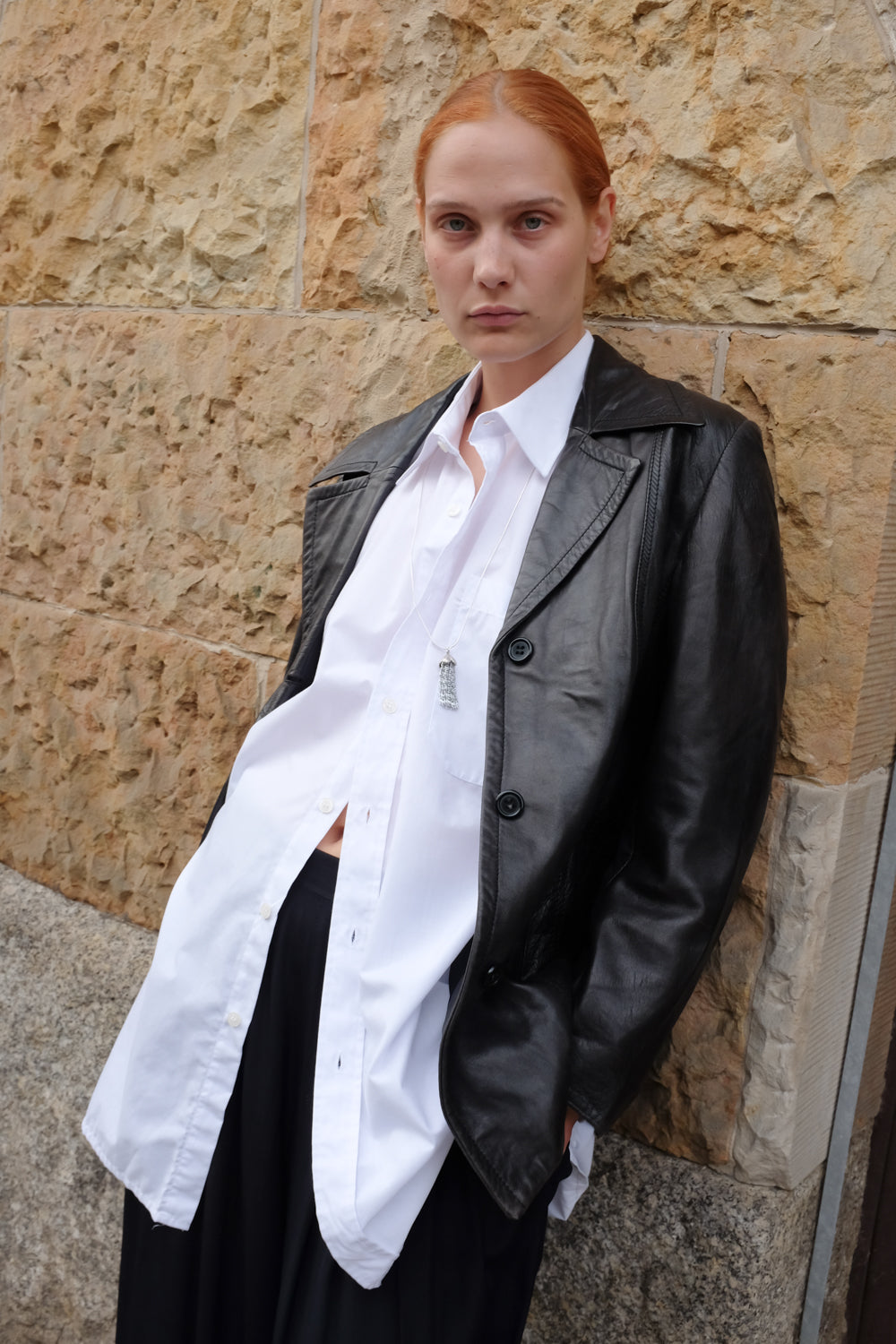 VINTAGE FITTED SOFT LEATHER BLAZER JACKET