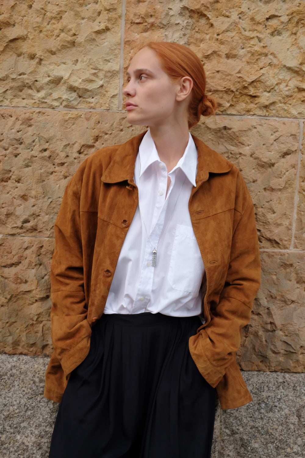 VINTAGE CAMEL SUEDE LEATHER SHIRT JACKET