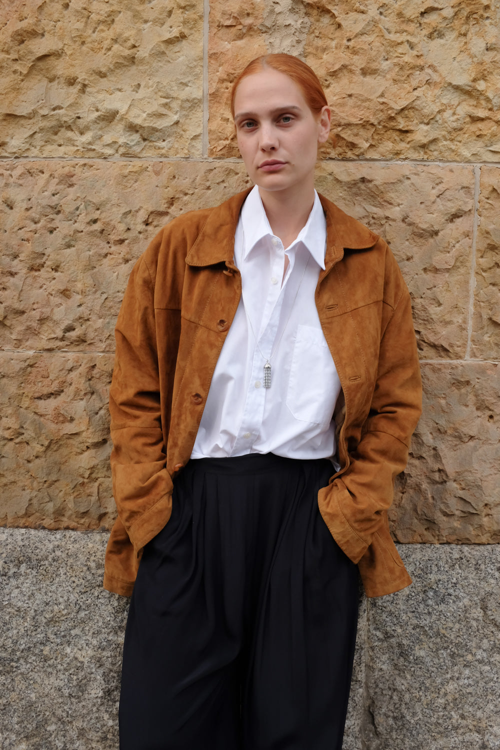 VINTAGE CAMEL SUEDE LEATHER SHIRT JACKET