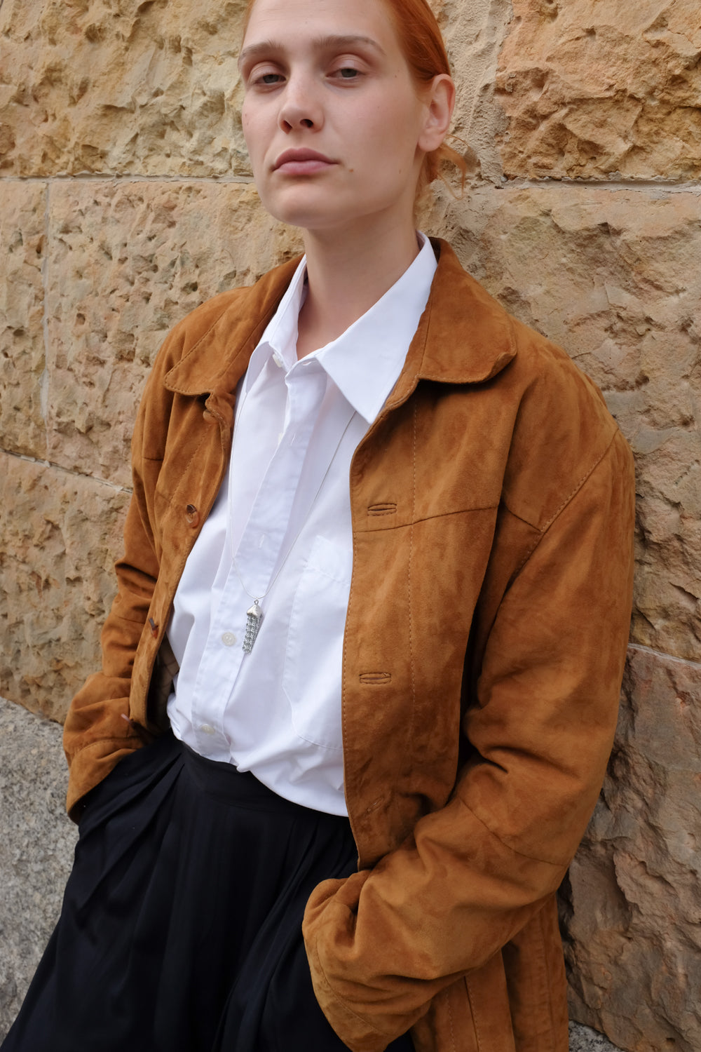 VINTAGE CAMEL SUEDE LEATHER SHIRT JACKET