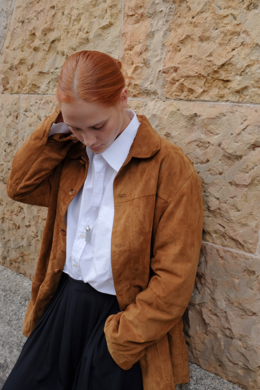 VINTAGE CAMEL SUEDE LEATHER SHIRT JACKET