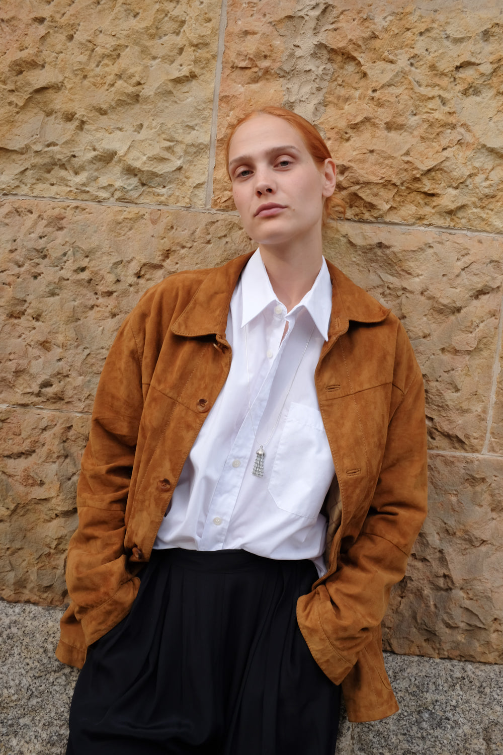 VINTAGE CAMEL SUEDE LEATHER SHIRT JACKET