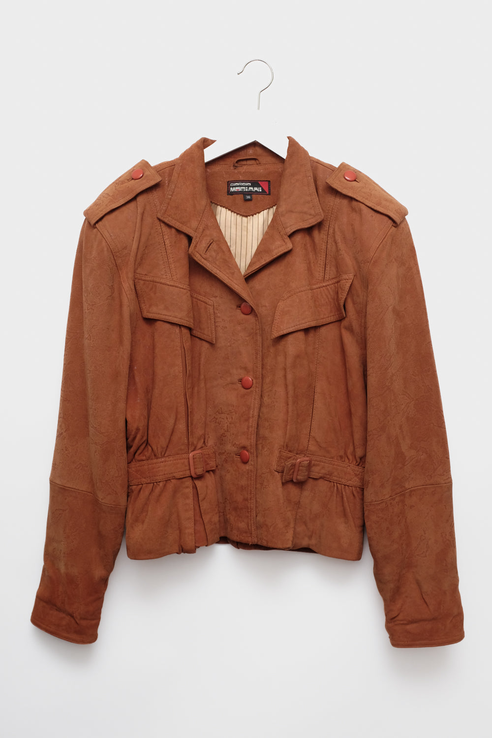 VINTAGE BROWN SUEDE LEATHER FITTED JACKET