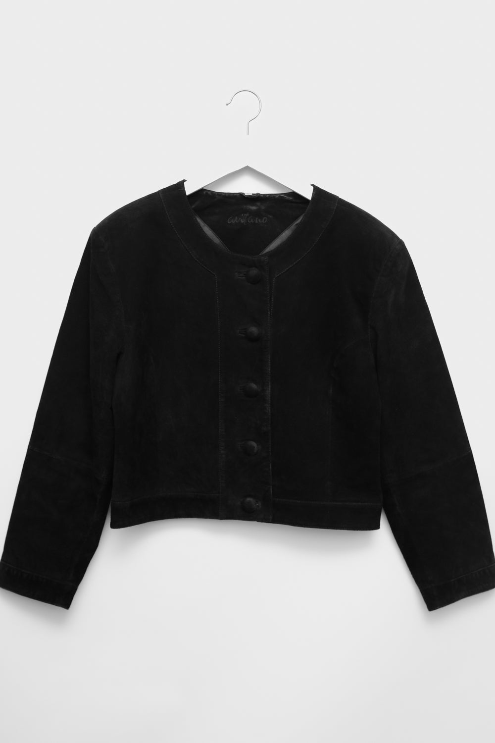 CROP SUEDE BLACK LEATHER VINTAGE JACKET