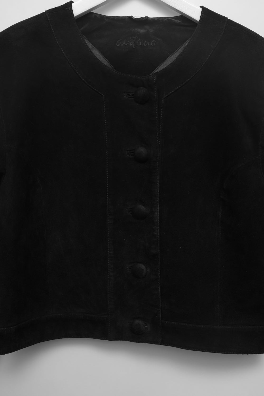 CROP SUEDE BLACK LEATHER VINTAGE JACKET