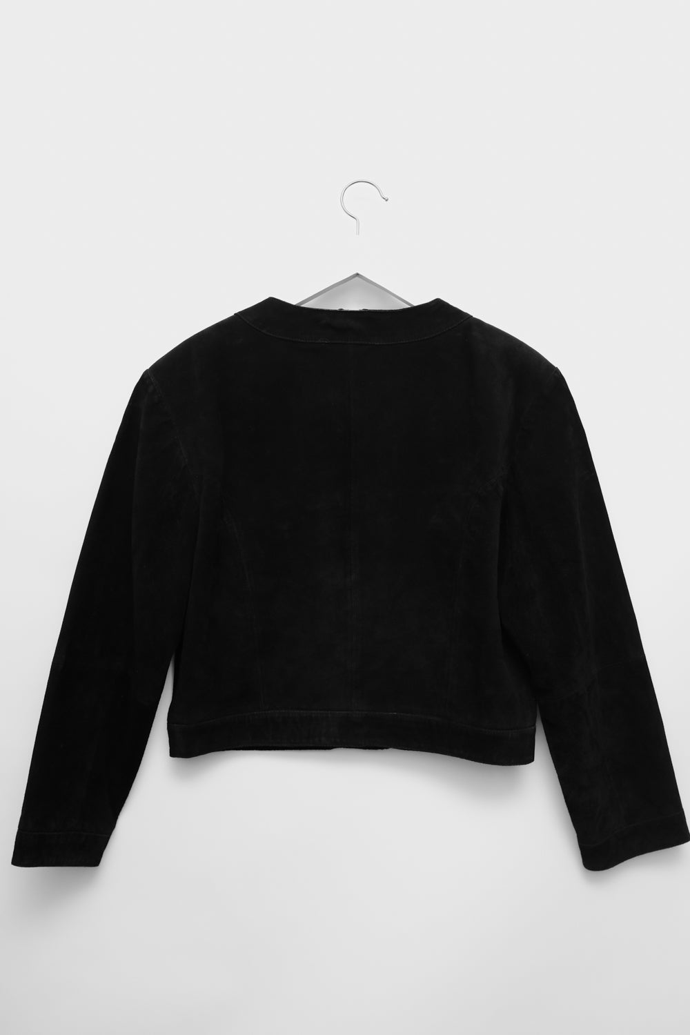 CROP SUEDE BLACK LEATHER VINTAGE JACKET
