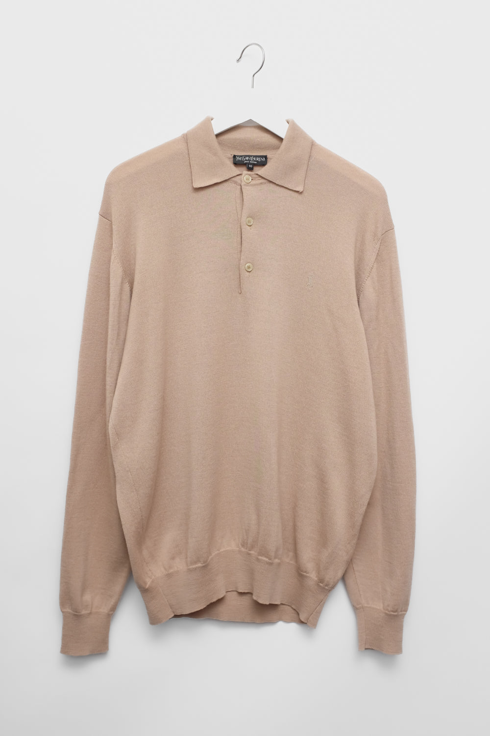 YSL VINTAGE YVES SAINT LAURENT PURE WOOL POLO KNIT