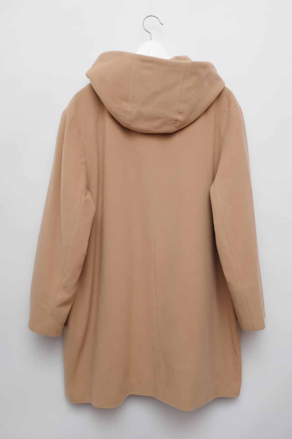 HOODED CASHMERE WOOL BEIGE COAT