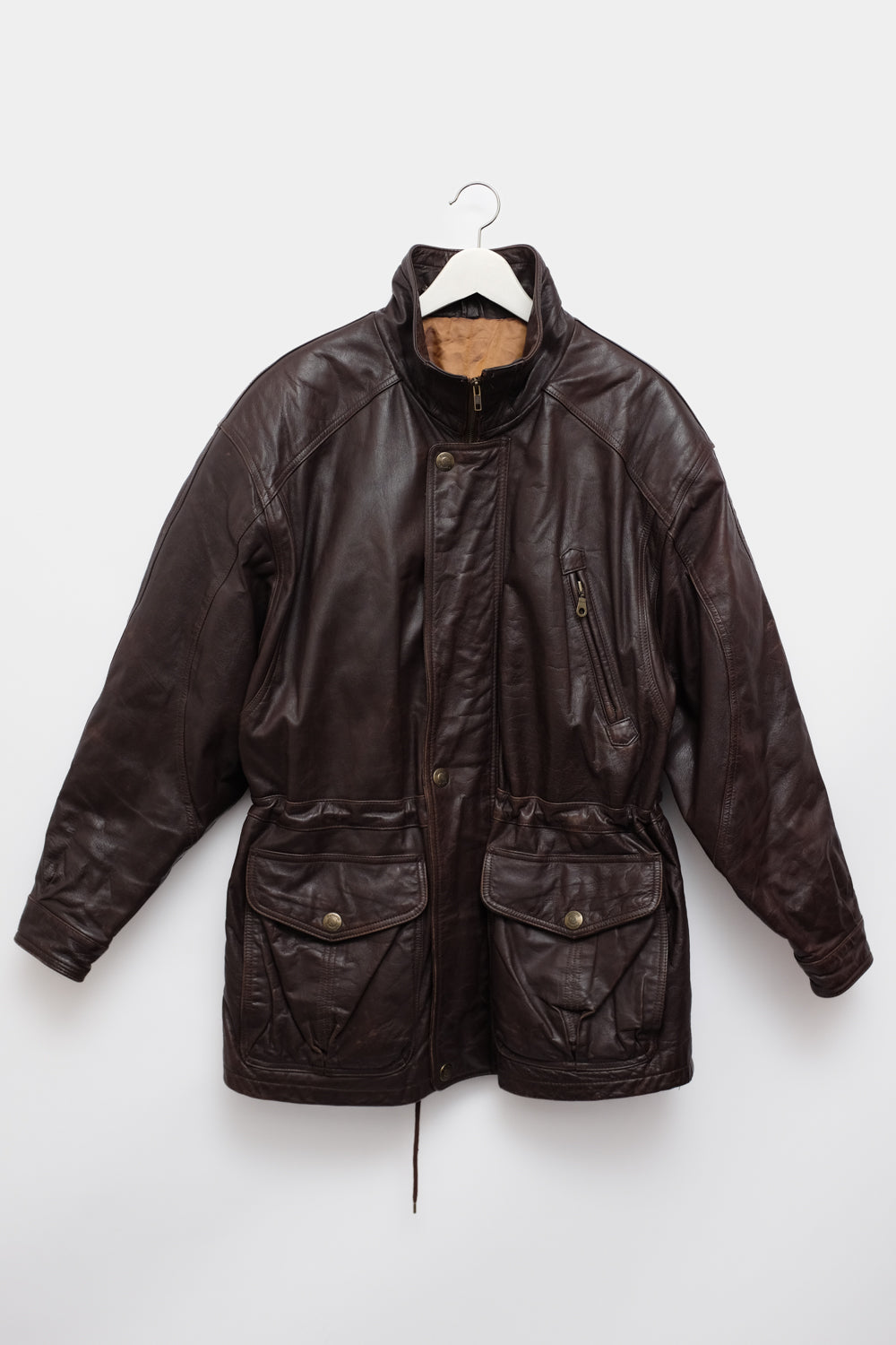 WARM BROWN LEATHER VINTAGE JACKET COAT