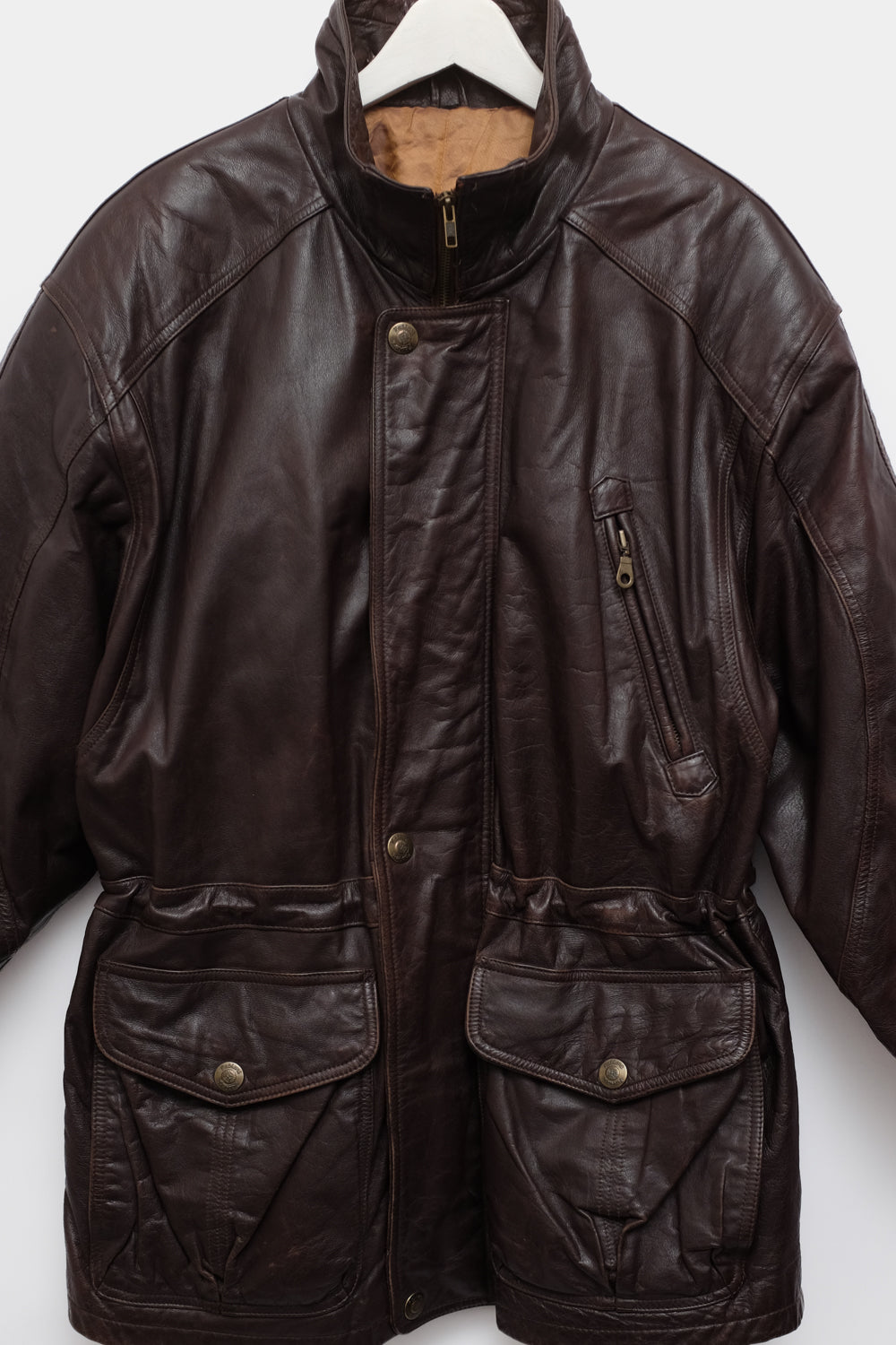 WARM BROWN LEATHER VINTAGE JACKET COAT