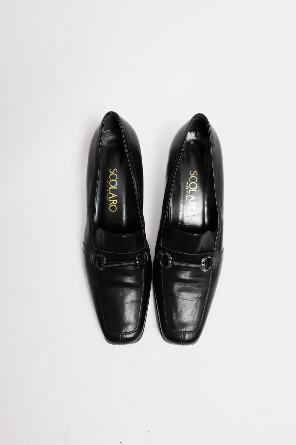 ITALY BLACK LEATHER VINTAGE LOAFERS 40