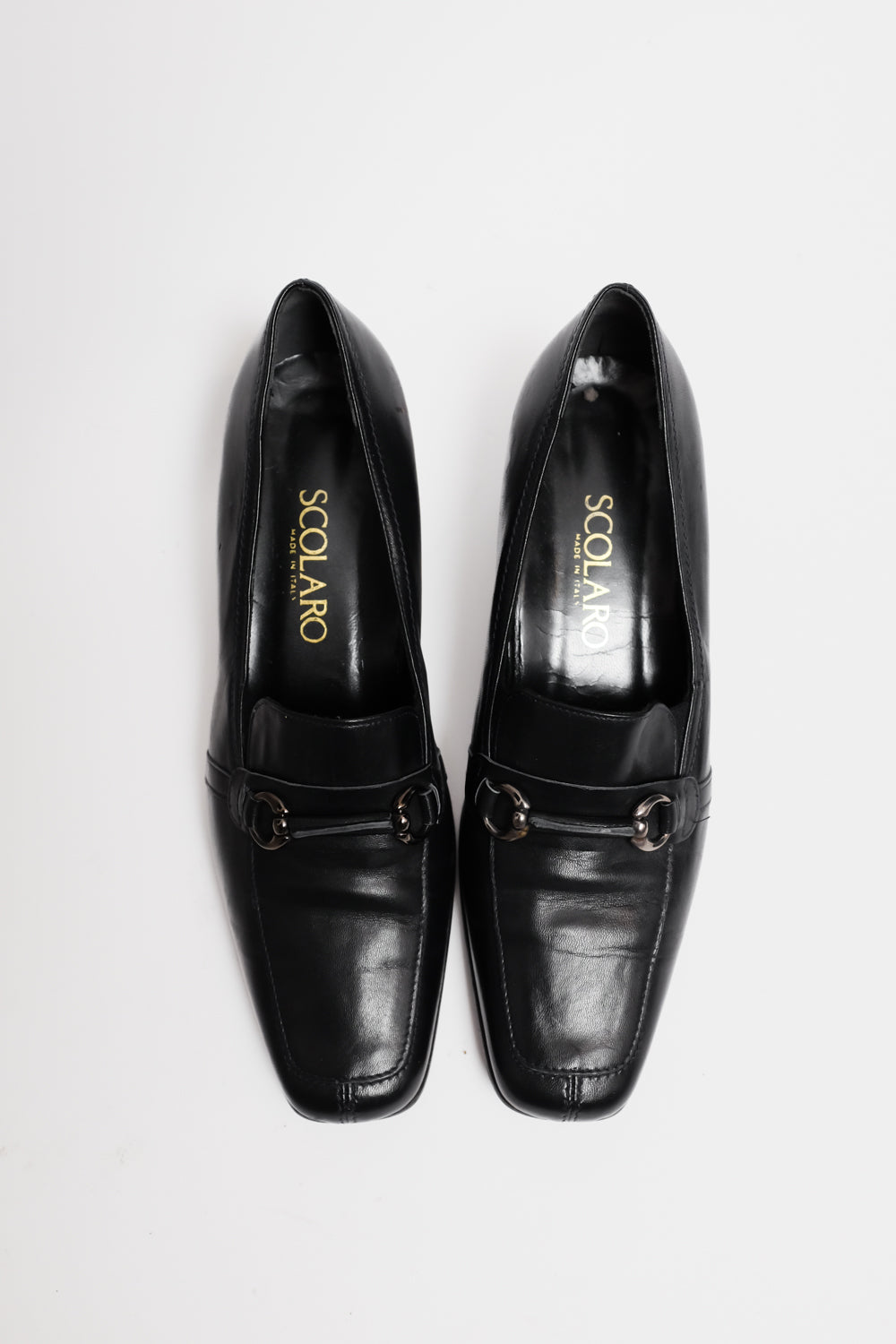 ITALY BLACK LEATHER VINTAGE LOAFERS 40