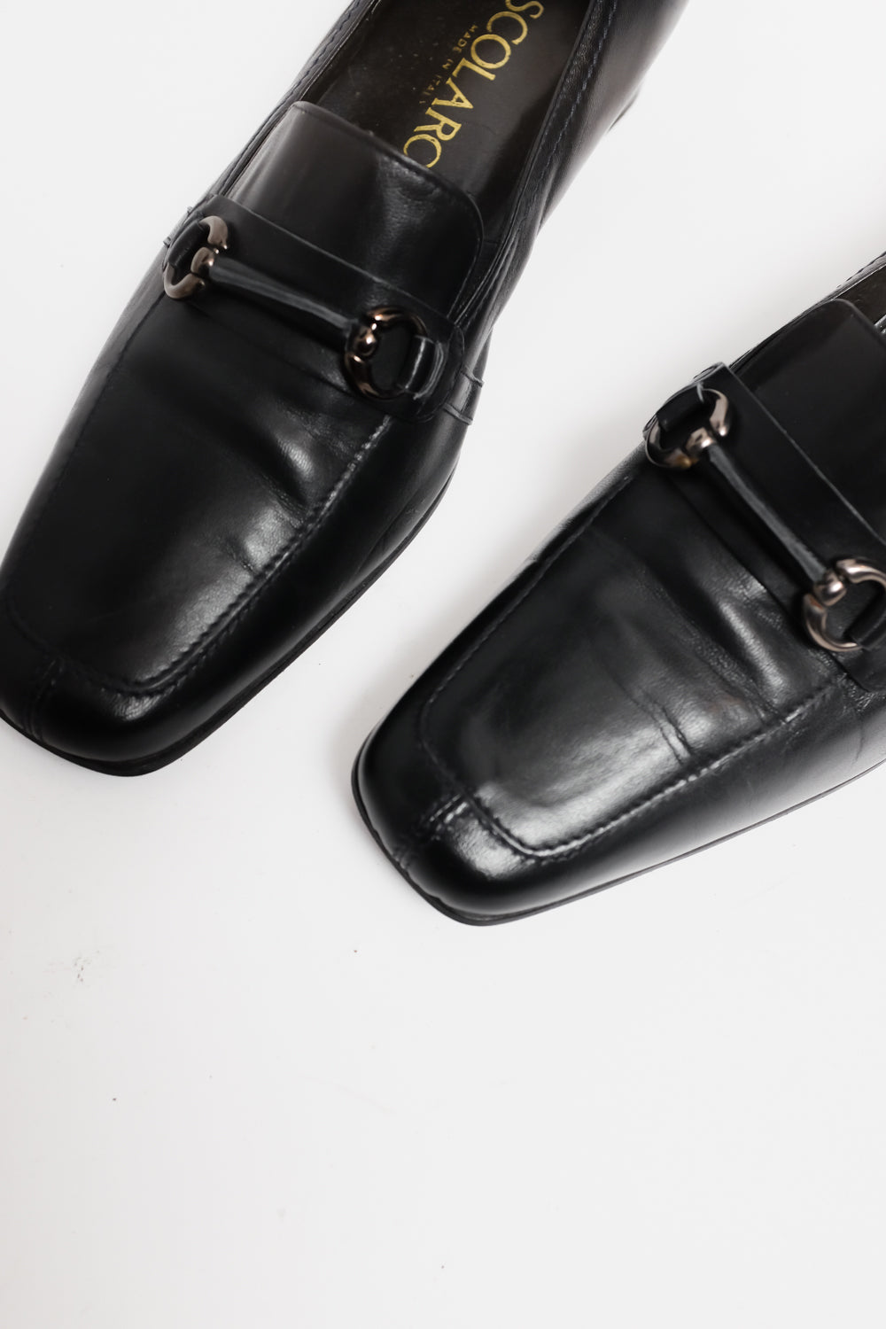 ITALY BLACK LEATHER VINTAGE LOAFERS 40