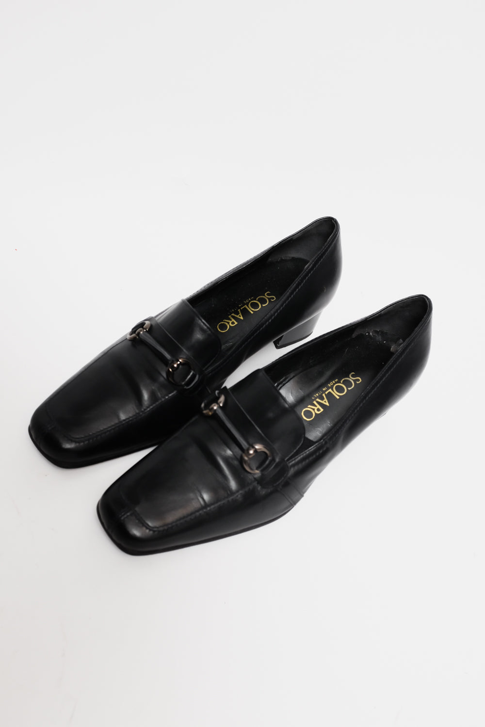 ITALY BLACK LEATHER VINTAGE LOAFERS 40