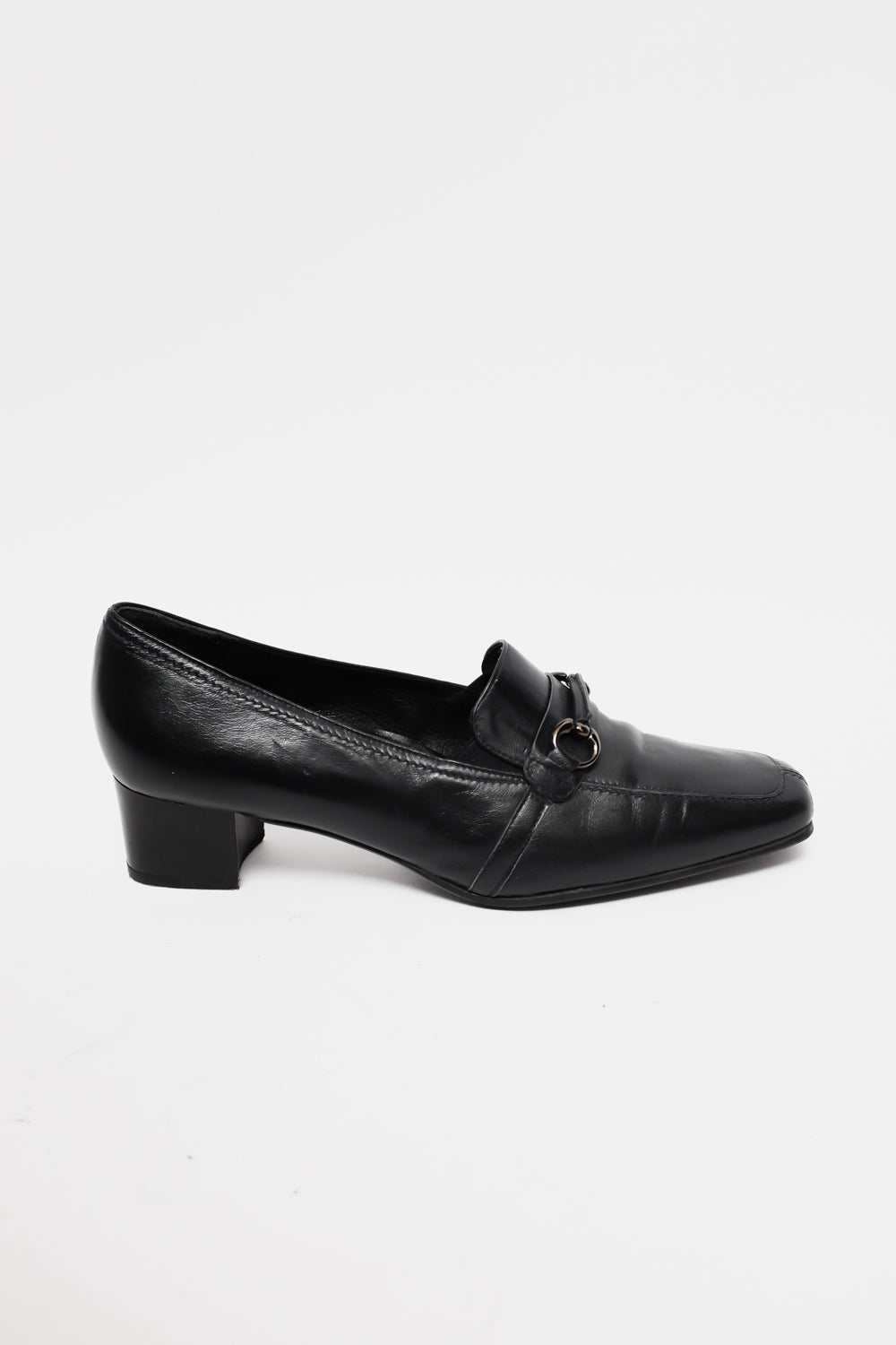 ITALY BLACK LEATHER VINTAGE LOAFERS 40