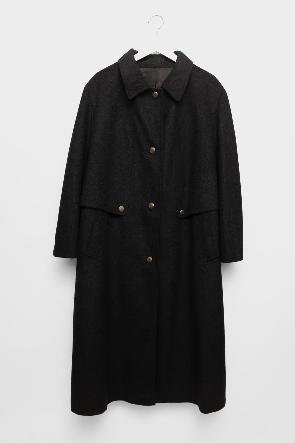 ANTHRACITE WOOL SCARF MAXI COAT