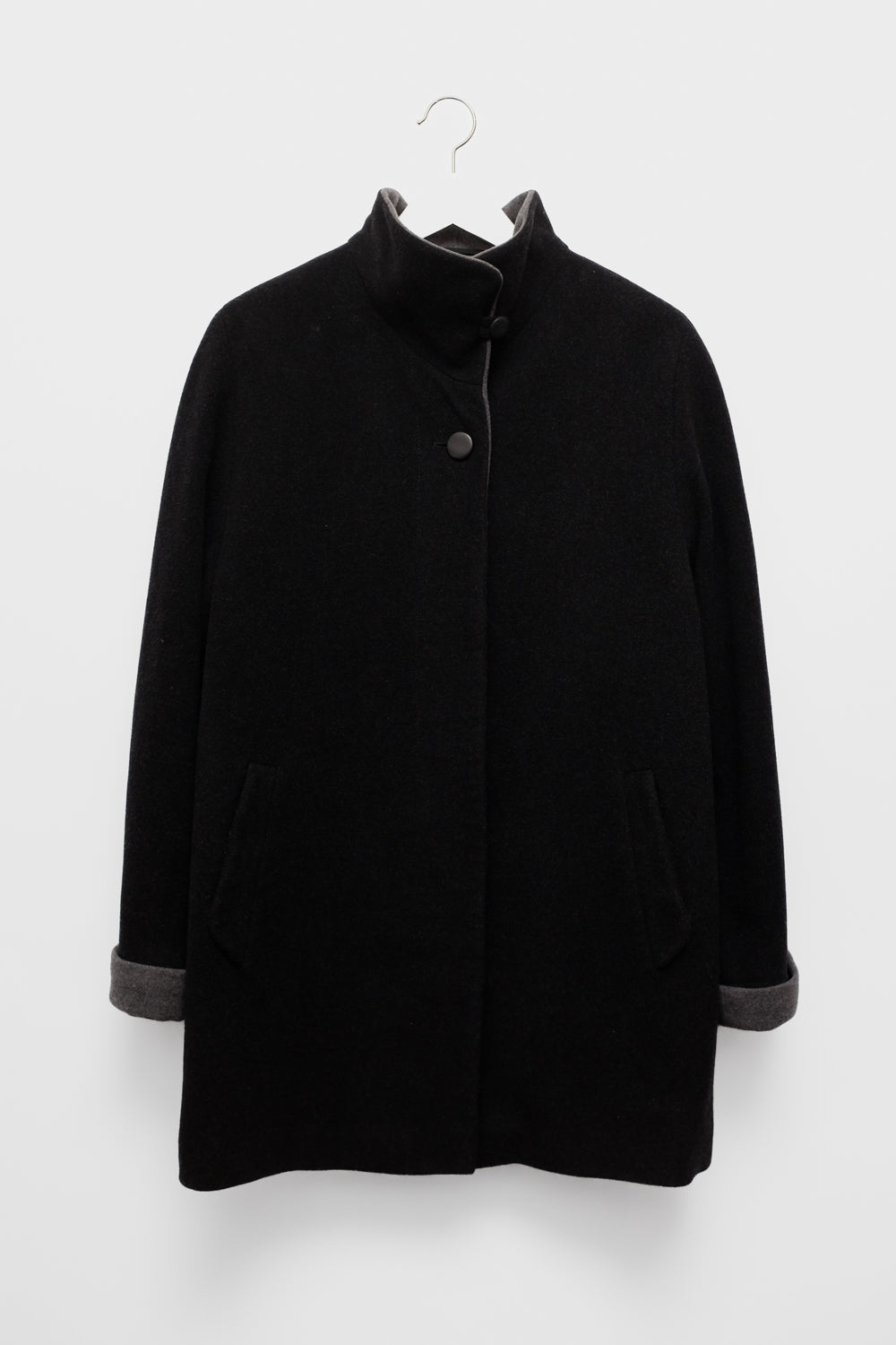 WOOL CASHMERE SCARF GREY BLACK COAT