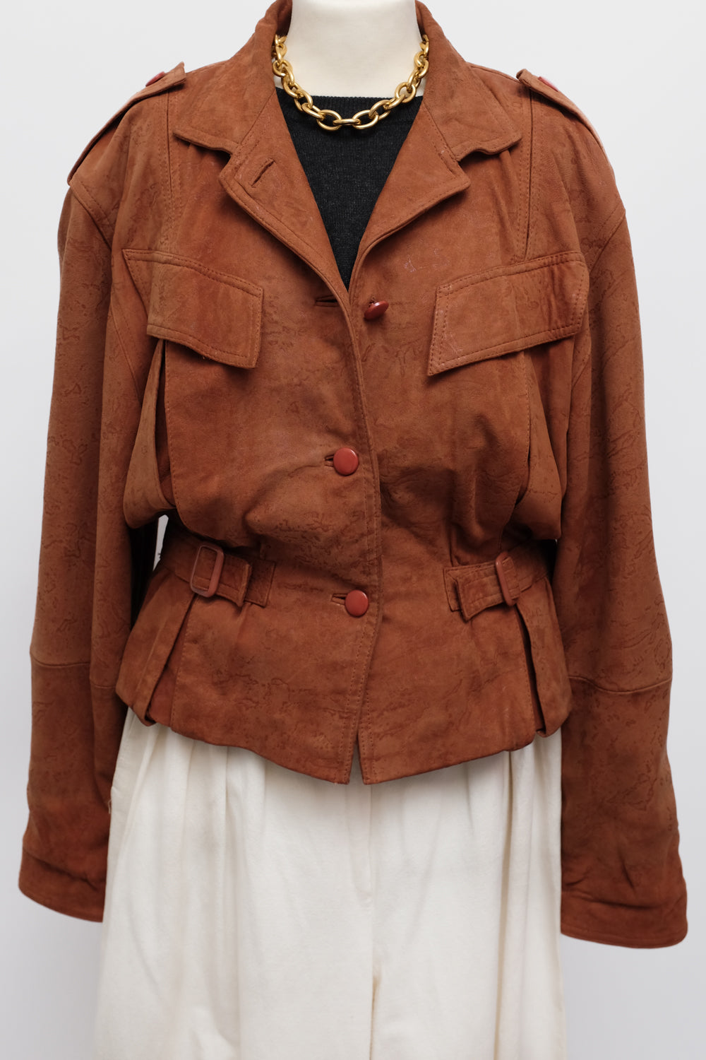 VINTAGE BROWN SUEDE LEATHER FITTED JACKET
