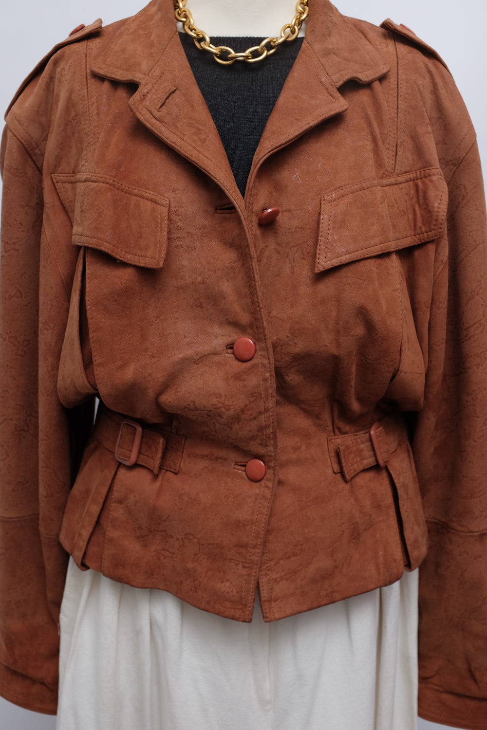 VINTAGE BROWN SUEDE LEATHER FITTED JACKET