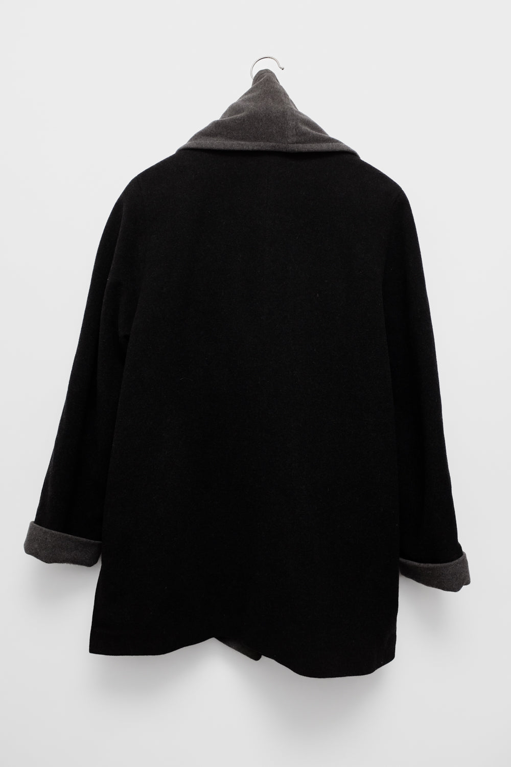 WOOL CASHMERE SCARF GREY BLACK COAT