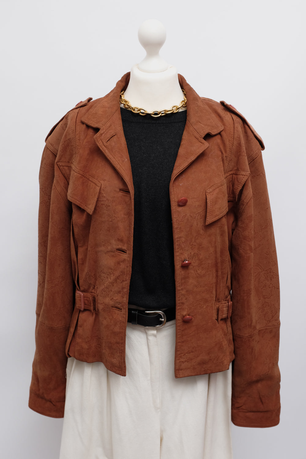 VINTAGE BROWN SUEDE LEATHER FITTED JACKET