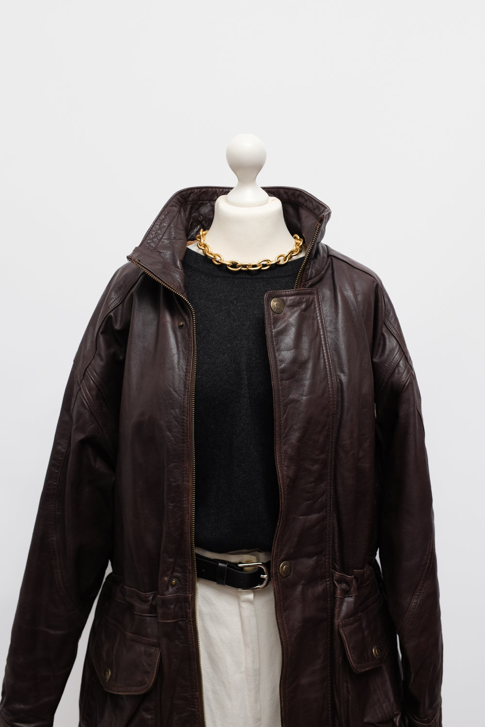 WARM BROWN LEATHER VINTAGE JACKET COAT