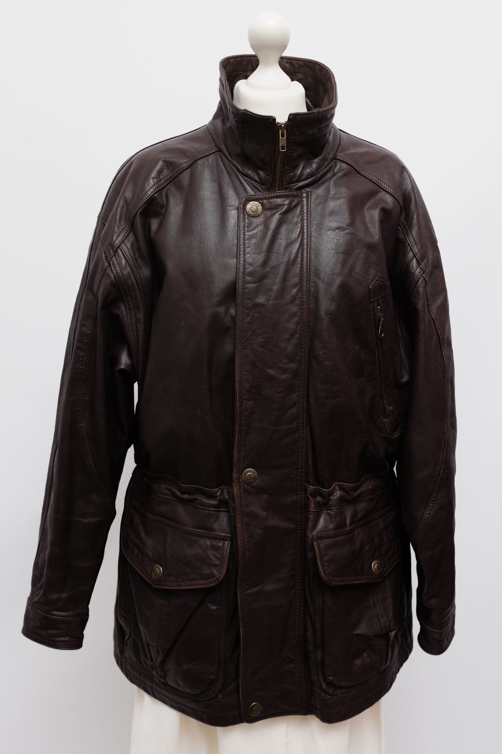 WARM BROWN LEATHER VINTAGE JACKET COAT