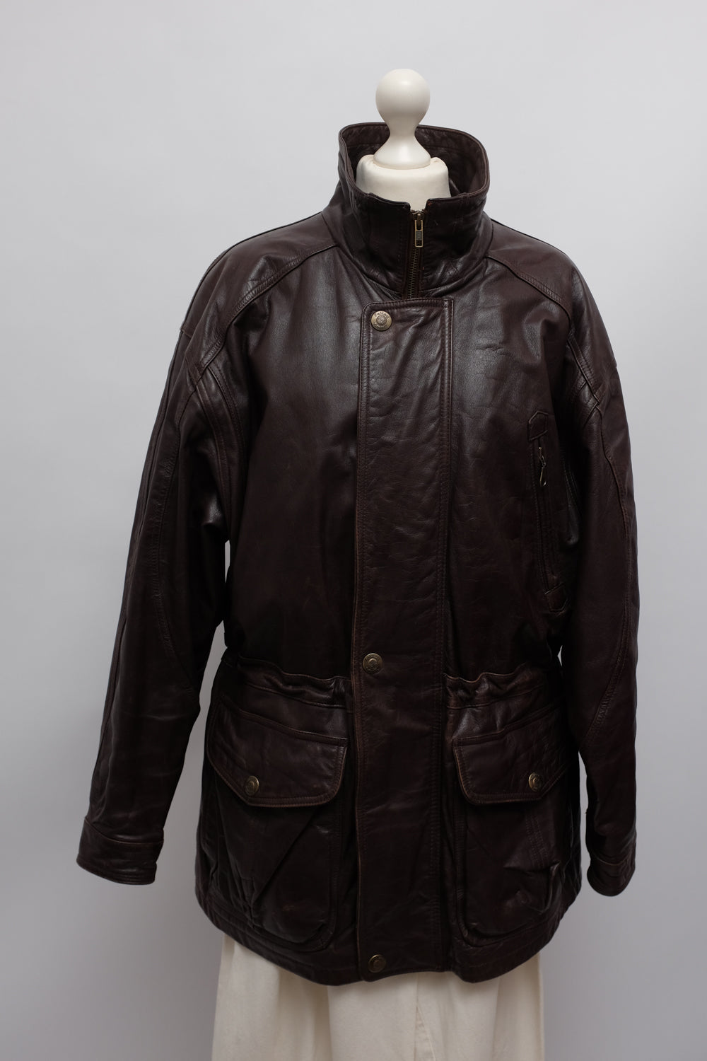 WARM BROWN LEATHER VINTAGE JACKET COAT