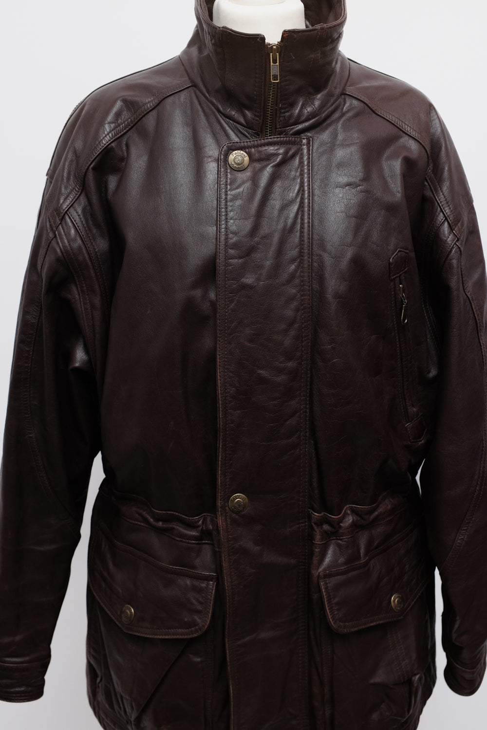 WARM BROWN LEATHER VINTAGE JACKET COAT