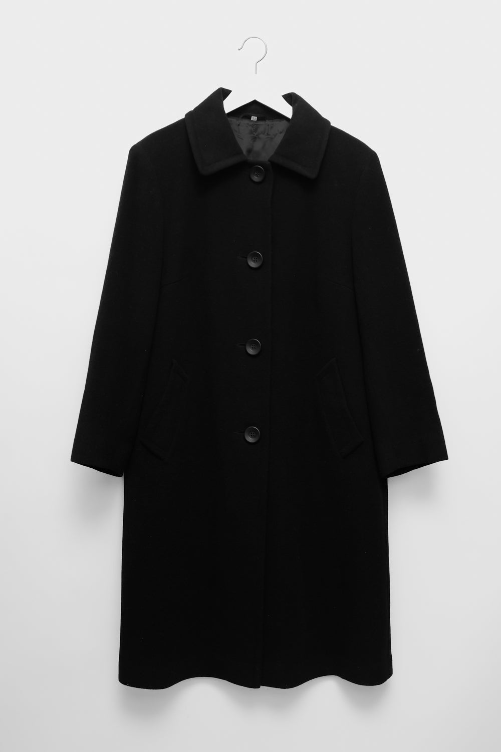 PURE WOOL CASHMERE BLACK BOXY COAT