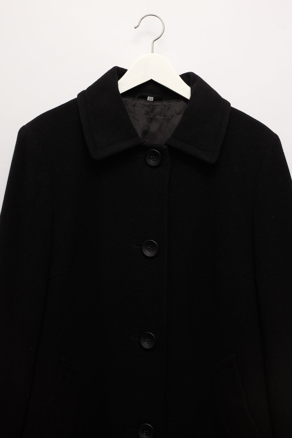 PURE WOOL CASHMERE BLACK BOXY COAT