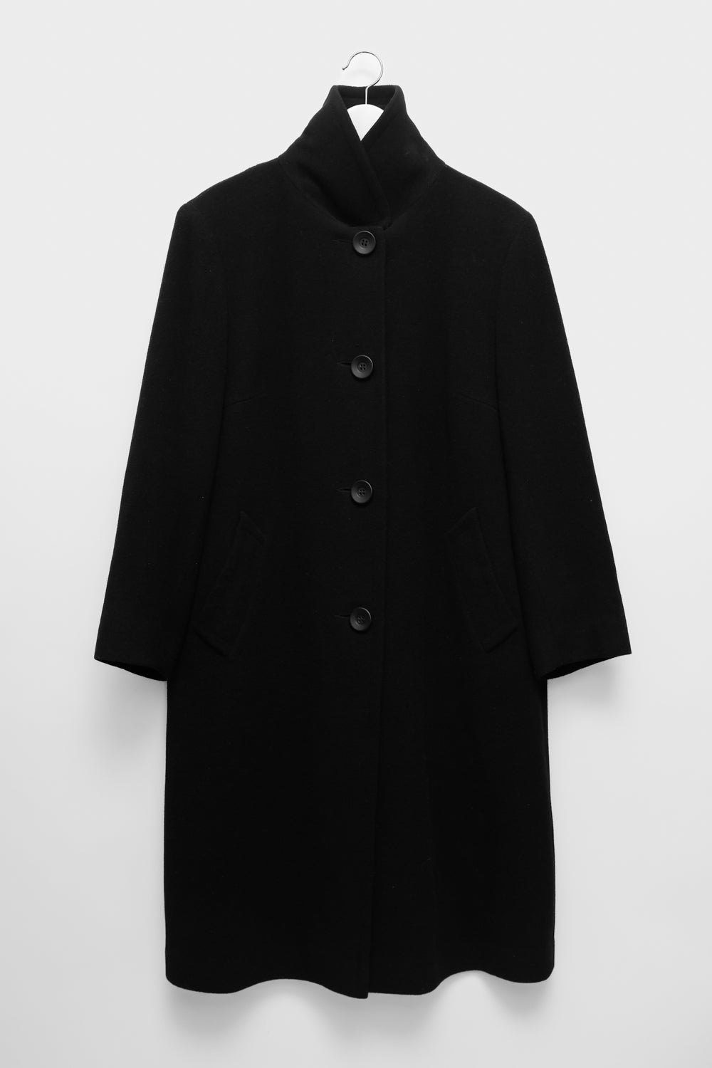 PURE WOOL CASHMERE BLACK BOXY COAT