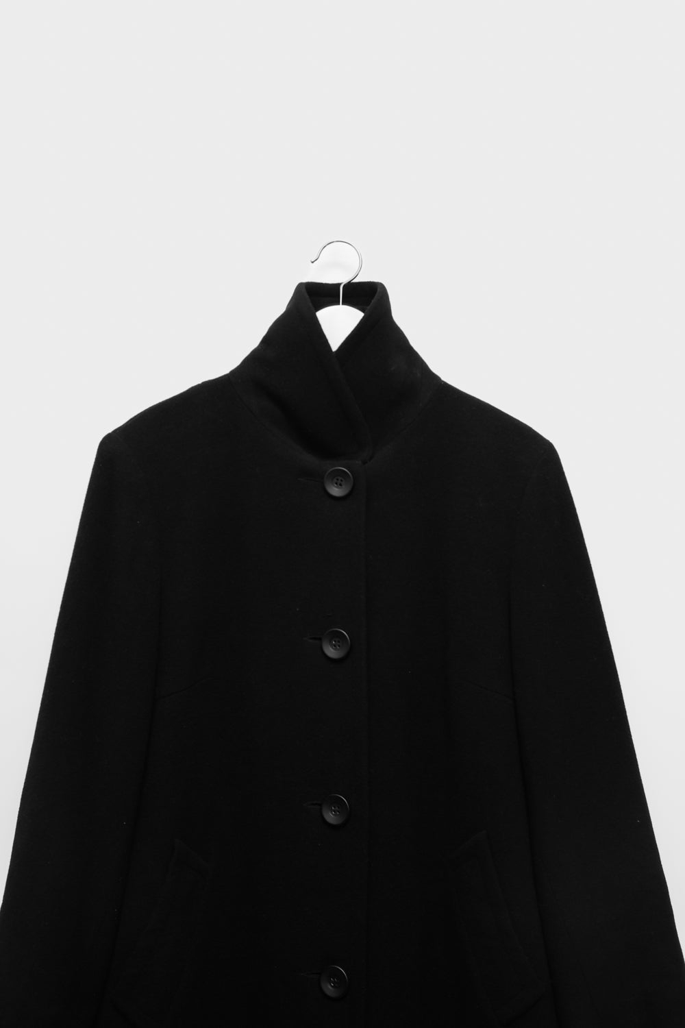 PURE WOOL CASHMERE BLACK BOXY COAT
