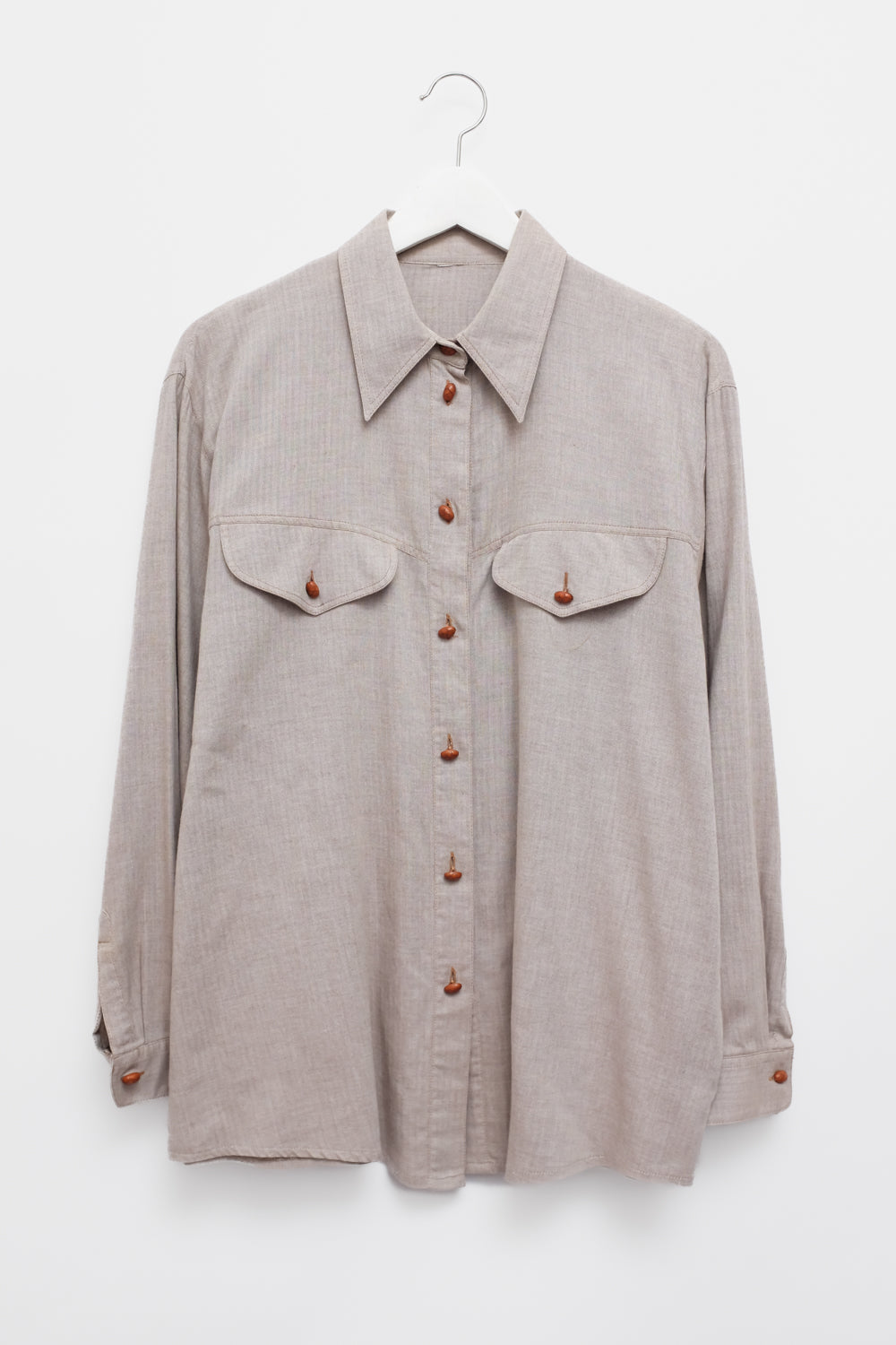 BEIGE BROWN OVERSIZE SHIRT