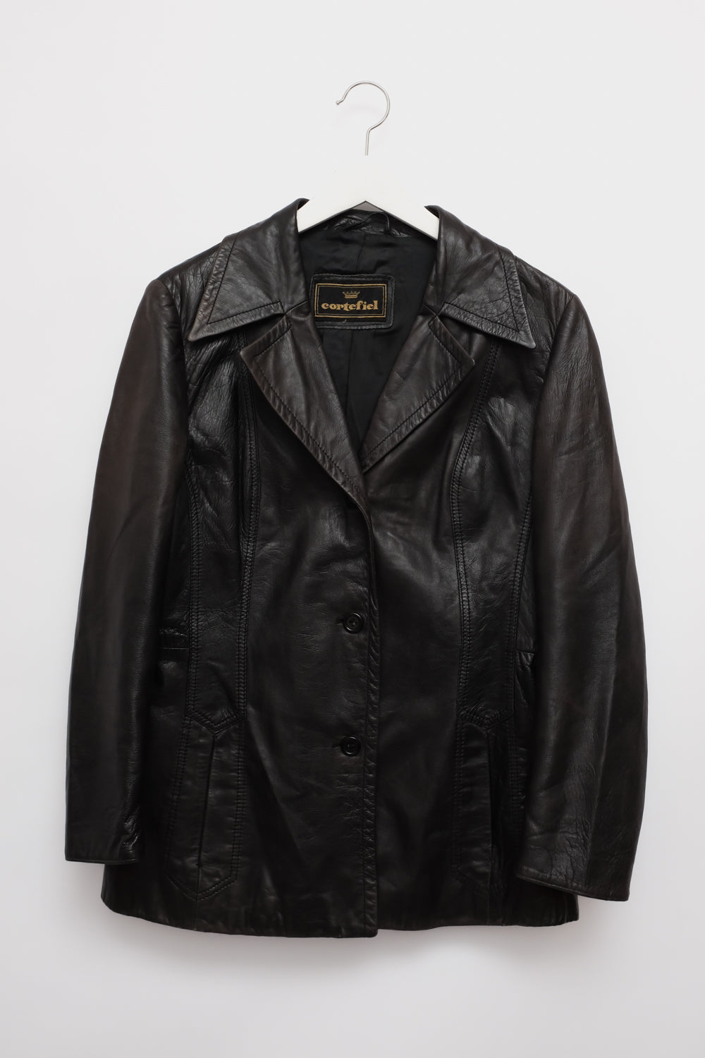 VINTAGE FITTED SOFT LEATHER BLAZER JACKET