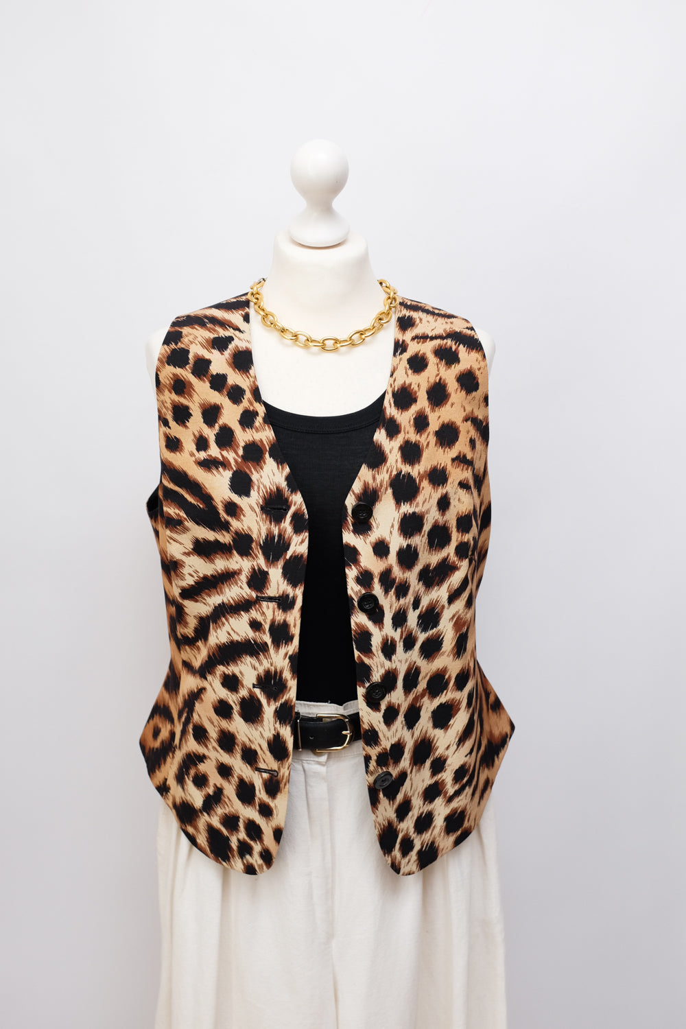 SILK VINTAGE LAUREL ANIMAL PRINT VEST