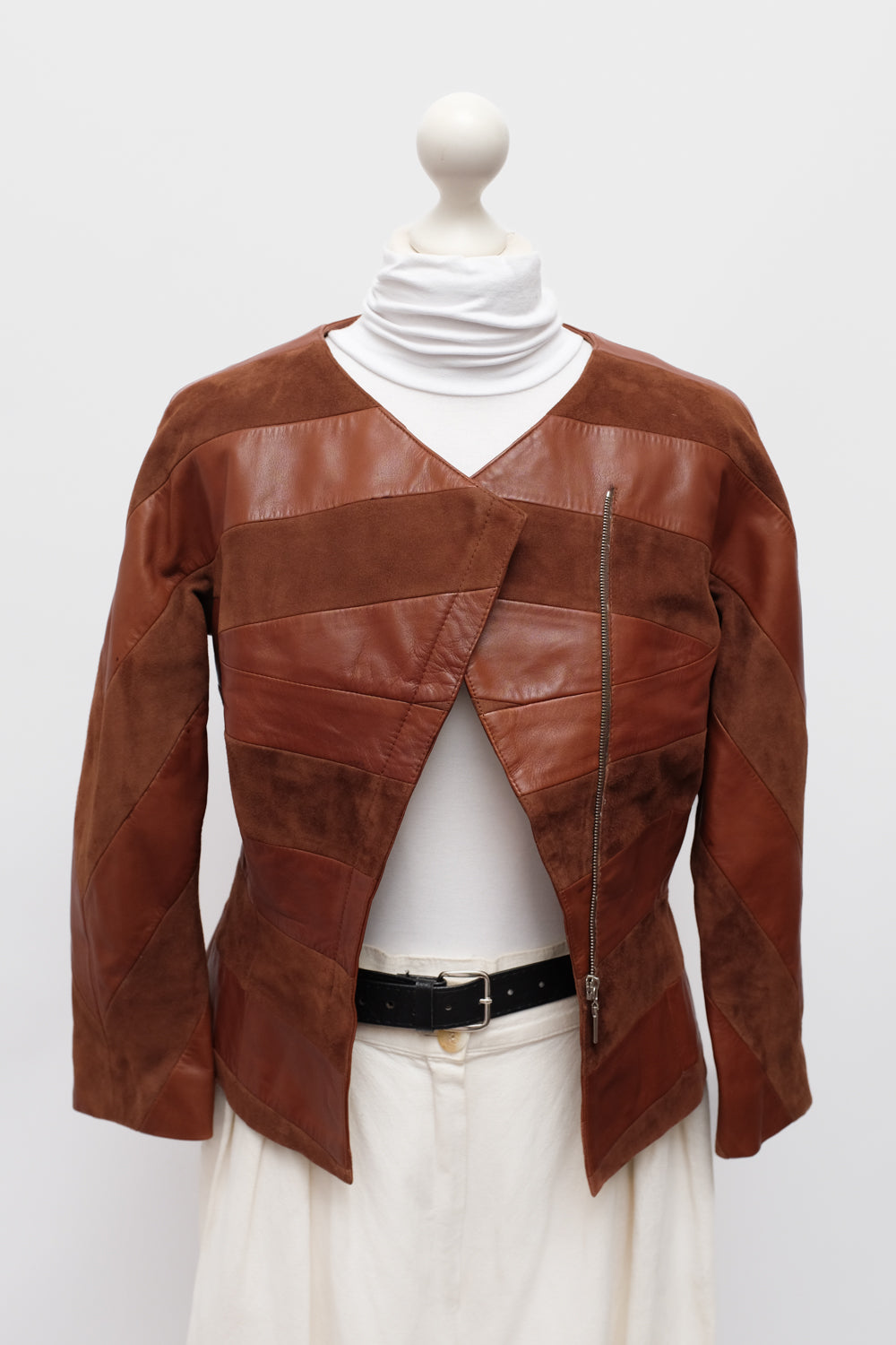 VINTAGE SUEDE LEATHER ASYMMETRICAL JACKET