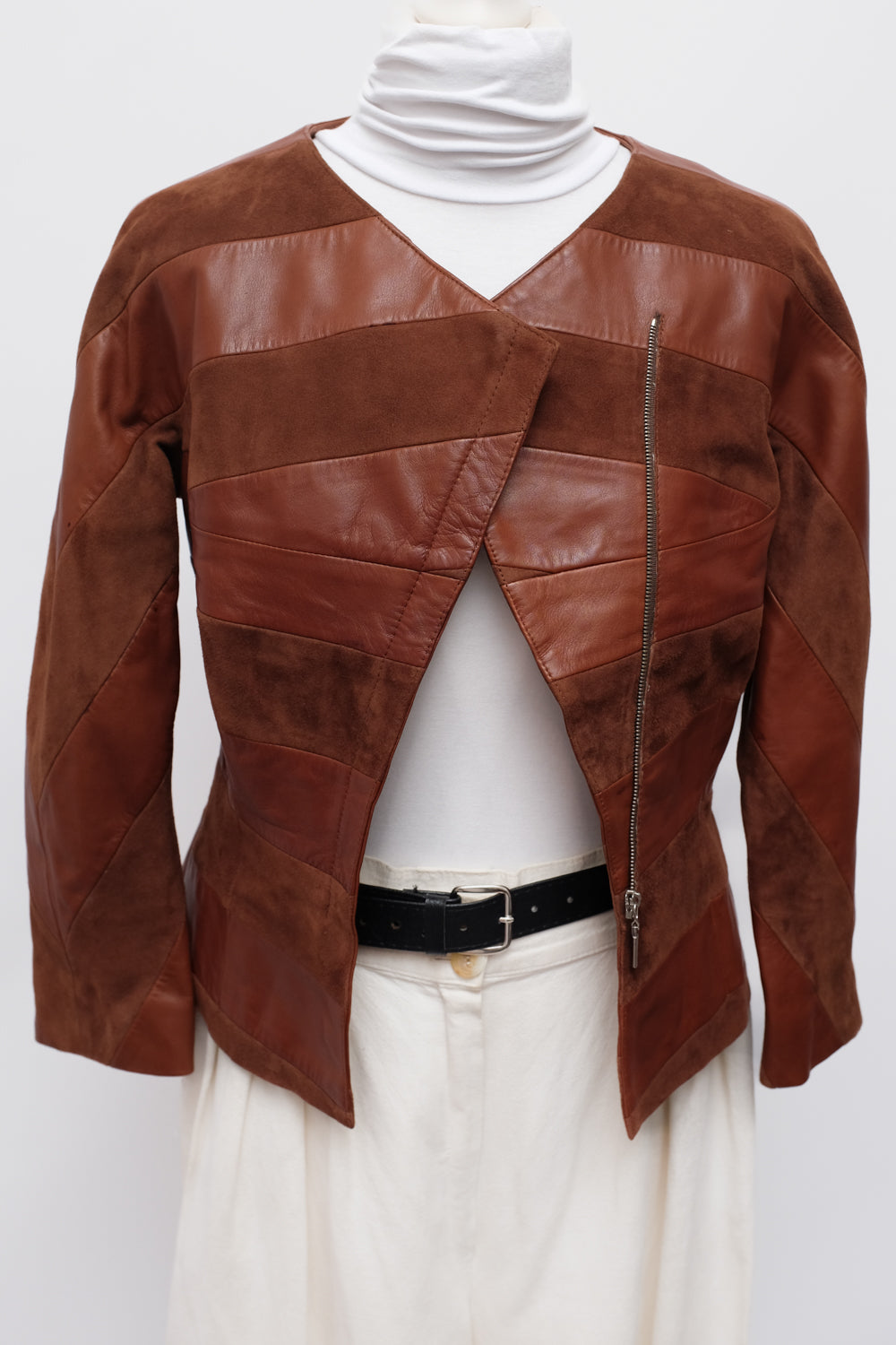 VINTAGE SUEDE LEATHER ASYMMETRICAL JACKET