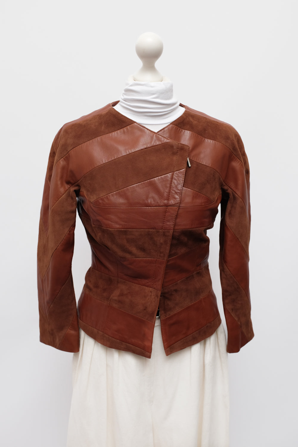 VINTAGE SUEDE LEATHER ASYMMETRICAL JACKET