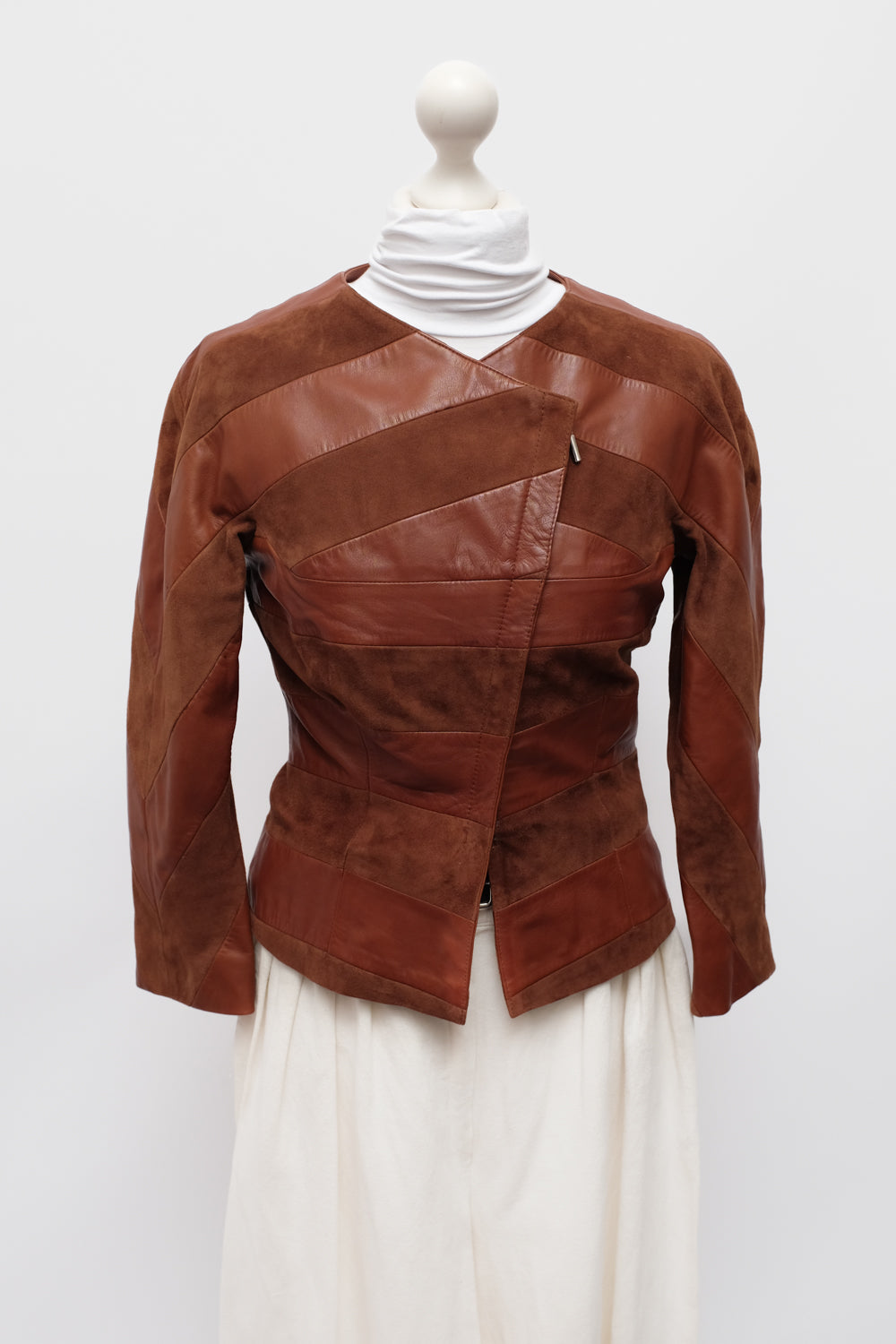 VINTAGE SUEDE LEATHER ASYMMETRICAL JACKET