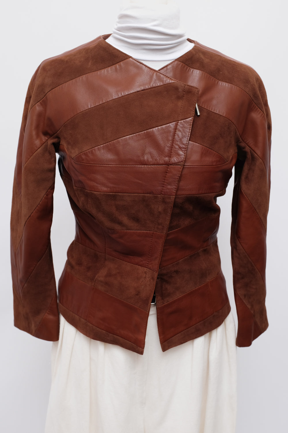 VINTAGE SUEDE LEATHER ASYMMETRICAL JACKET