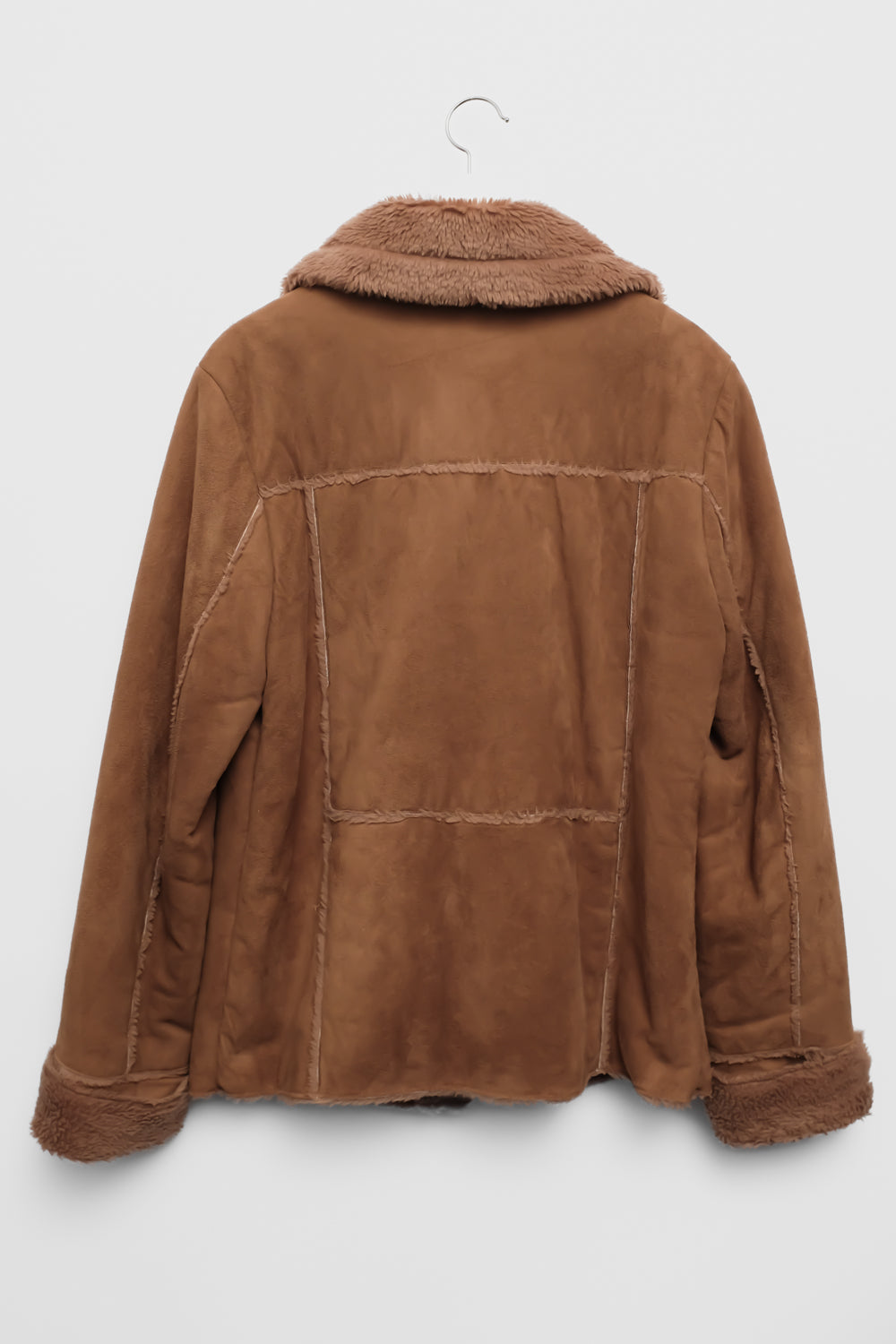 VINTAGE VEGAN TEDDY BROWN SHEARLING JACKET