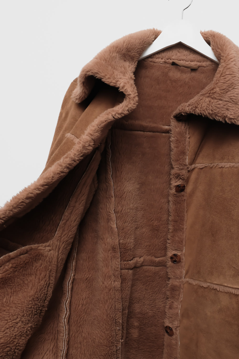 VINTAGE VEGAN TEDDY BROWN SHEARLING JACKET